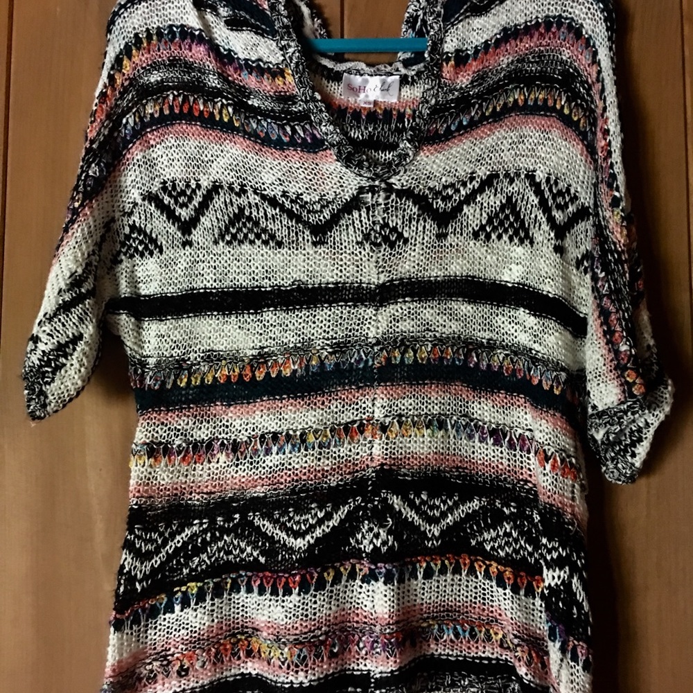 BEAUTIFUL BUCKLE HOODED KNIT SWEATER, XS, NWT